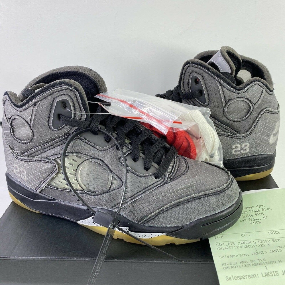 Nike Air Jordan 5 Retro Off-White Black (PS) Size 1Y Deadstock CV4827-001